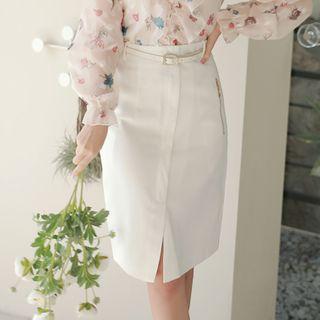Asymmetric Slit Pencil Skirt