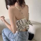 Print Cropped Camisole Top Almond - One Size