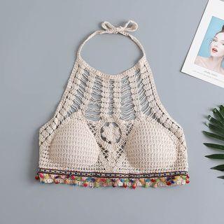 Halter-neck Crocheted Knit Top