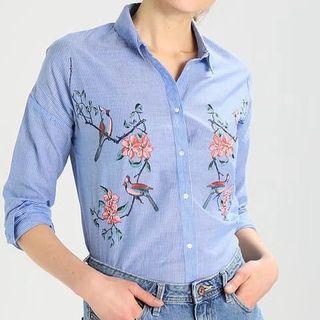 Roll-up Sleeve Printed Pinstripe Shirt