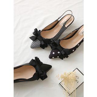 Beribboned Kitten-heel Slingbacks