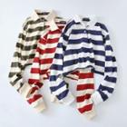 Long Sleeve Color-block Striped Loose-fit Sweatshirt