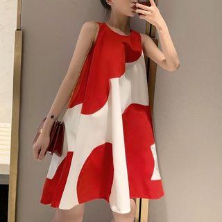 Printed Sleeveless Dress As Shown In Figure - One Size