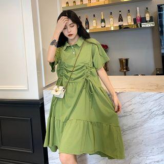 Drawstring Loose-fit Short-sleeve Dress