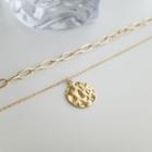 Alloy Disc Pendant Layered Choker Necklace