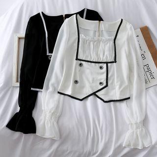 Double-breasted Asymmetric Crop Shirt