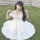 Ruffle Off-shoulder Short Sleeve A-line Dress