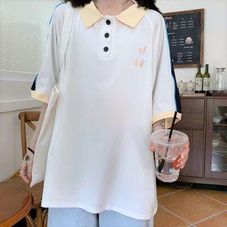 Short-sleeve Rabbit Embroidered Polo Shirt