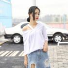 Short-sleeve Open Shoulder T-shirt