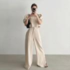 Slit-hem Wide-leg Linen Pants