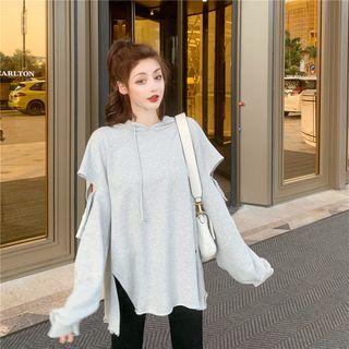 Cutout Hoodie 6323 - Gray - One Size