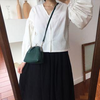 Faux Leather Crossbody Bag 102 - Dark Green - One Size
