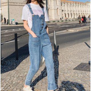 Cropped Denim Dungaree Pants