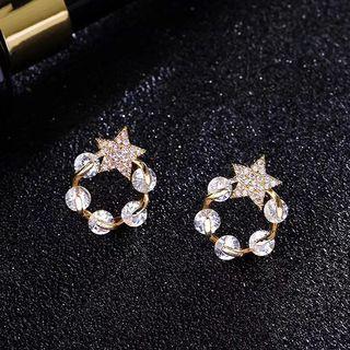 925 Sterling Silver Star Mini Hoop Earring As Shown In Figure - One Size