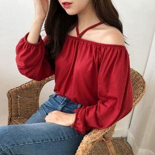 Halter Off-shoulder Colored Top