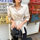 Tie-waist Round-hem Boxy Shirt