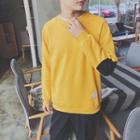 Contrast Elbow-patch Pullover