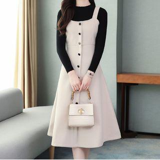Set: Knit Top + Sleeveless Midi A-line Dress