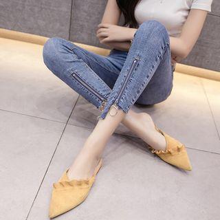 Zip Detail Cropped Skinny Jeans