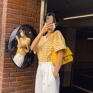 Logo-embroidered Striped T-shirt