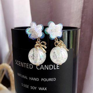 Bow Sequined Flower Drop Earring 1 Pair - As Shown In Figure - One Size