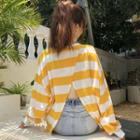 Long-sleeve Striped Split Back T-shirt
