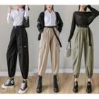 Set: Cropped Harem Cargo Pants + Belt