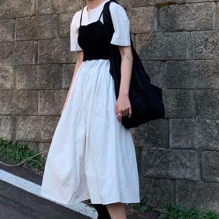 Short-sleeve A-line Midi Dress As Shown In Figure - One Size