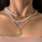 Set Of 3: Necklace Set Of 3 - Gold & White - One Size