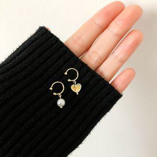 Faux Pearl / Rhinestone Heart Cuff Earring
