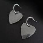 Heart Sterling Silver Hook Earring 1 Pair - Silver Pin - Love Heart - Silver - One Size