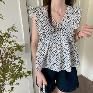 Sleeveless V-neck Leopard Print Blouse