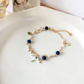 Unicorn Faux Pearl Alloy Bracelet 1 Pr - Gold - One Size
