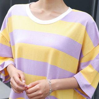 Stripe Oversized Long T-shirt Dress