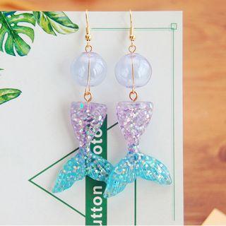 Glass Ball Mermaid Tail Dangle Earring