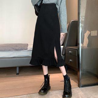 High-waist Ruffle Midi Skirt