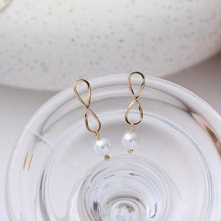 Alloy Infinity Faux Pearl Dangle Earring 1 Pair - 925 Silver Needle - Earring - One Size