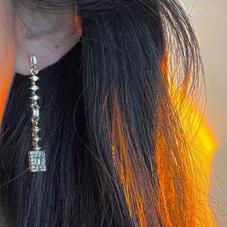 Rhinestone Drop Earring 1 Pair - 1525a - Gold - One Size