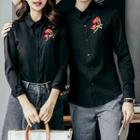 Couple Matching Rose Embroidered Shirt