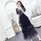 Short-sleeve Maxi Layered Dress