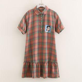 Ruffle-hem Plaid Dress As Shown In Figure - One Size