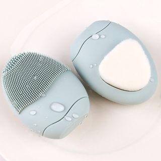 Double Side Facial Cleaning Silicone Brush Green - One Size