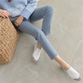 Slit-hem Straight-cut Colored Pants