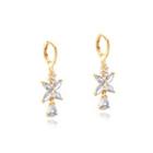 Fashion And Elegant Plated Gold Ribbon Earrings With Cubic Zirconia Golden - One Size