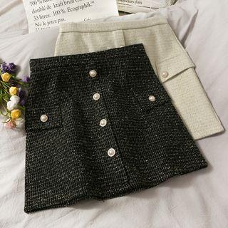 Plaid Single Breasted A-line Skirt