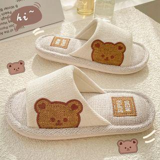 Bear Linen Slippers
