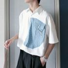 Short Sleeve Denim Panel Shirt