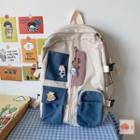 Color Block Buckled Backpack / Bag Charm / Set