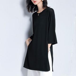 3/4-sleeve Oversized Knit Top