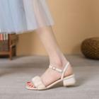 Shirred Block-heel Sandals